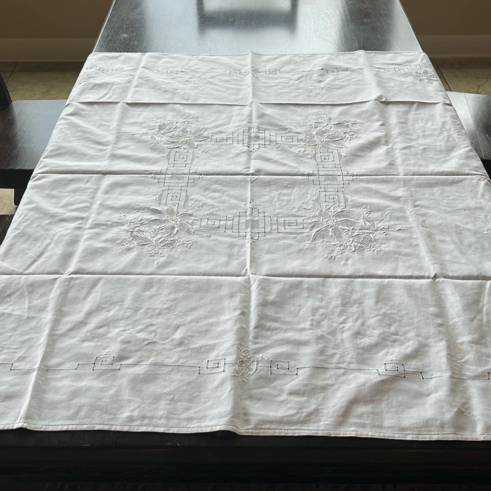 Vintage hand embroidered tablecloth